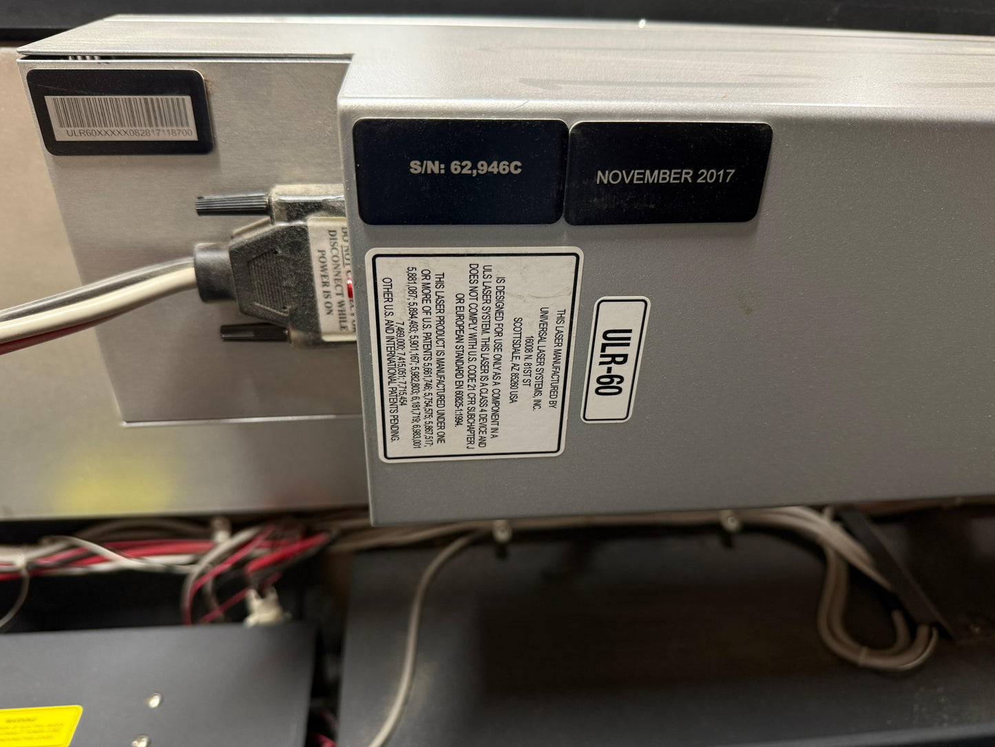 Lietota lāzeriekārta Universal Laser 80x45cm ULR 60W Metāla Lampa